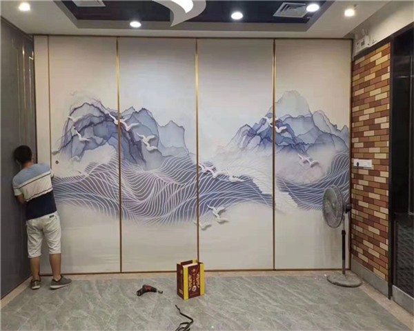 惠城山水画移动屏风